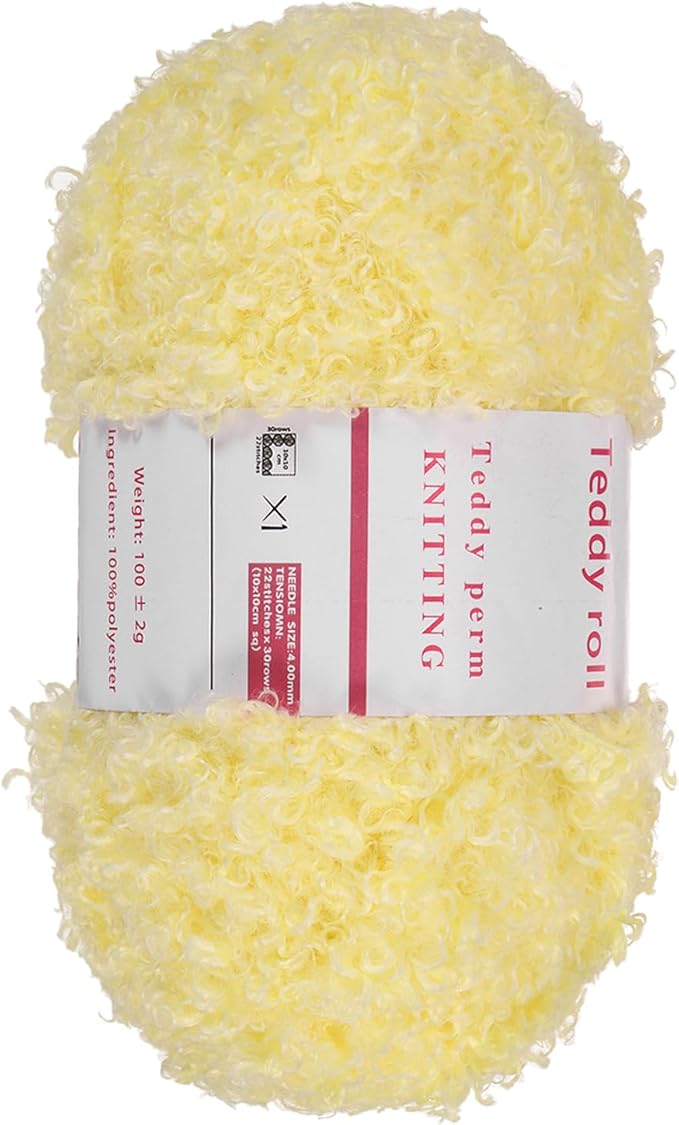 MECCANIXITY 1 Skeins Eyelash Yarn Fur Soft Fluffy Chunky Polyester Yarn Fuzzy Yellow for Crocheting Knit DIY Clothes Bag - 55Yard/50m, 3.53oz