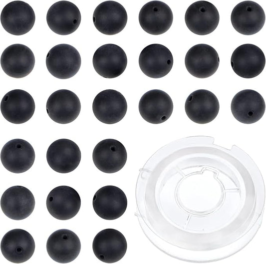 bymitel 90pcs natural crystal beads stone gemstone round energy healing loose beads with stretch cord for jewelry making bracelets anklets (10mm 90pcs, matte black onyx)