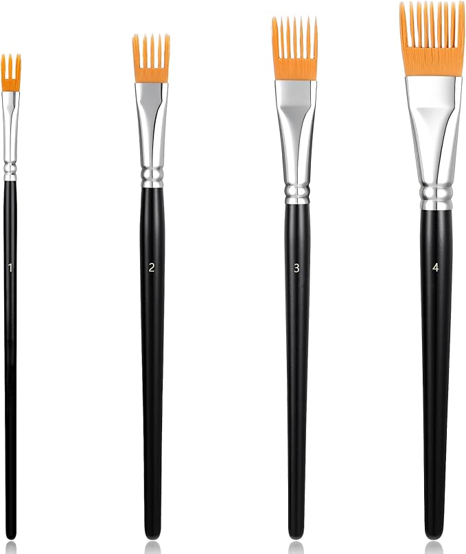 4Pcs Comb Artist Brush Set, Professional Artist Paintbrushes for Acrylic Painting, Paint Brush for Acrylic, Oil and Watercolor