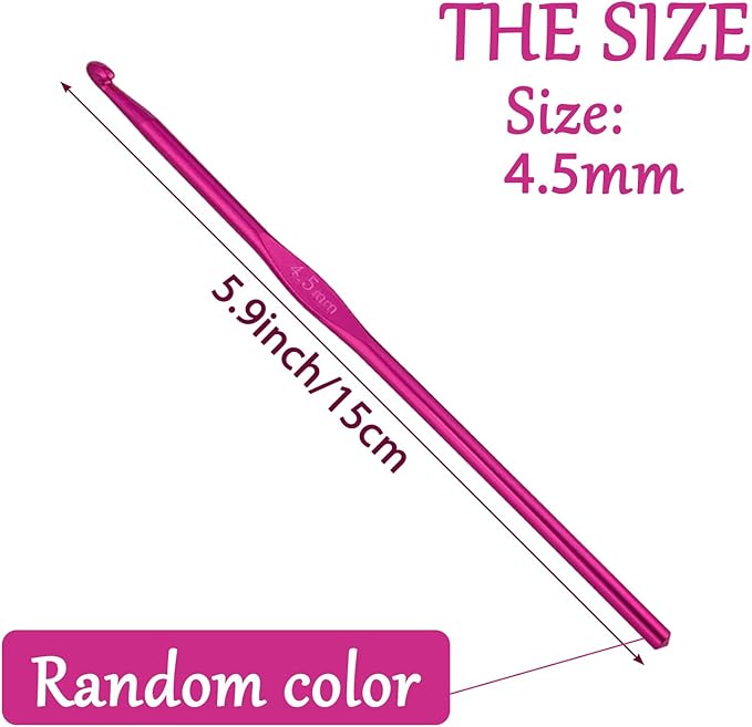 4.5 mm Crochet Hook, Crochet Needles for Yarn, Aluminum Ergonomic Crochet Hooks for Craft Beginners