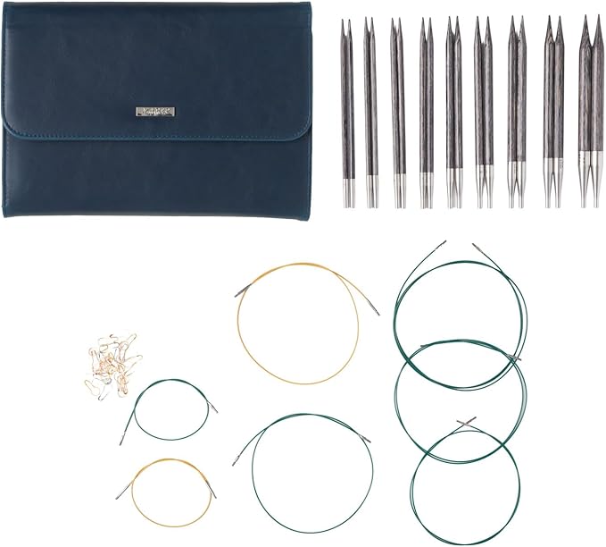 Knit Picks Resilience Premium Wood Interchangeable Knitting Needle Set with Case and Stitch Markers (Obsidian Resilience)