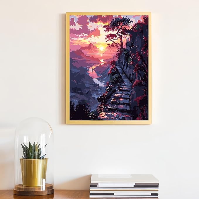 CHWGLFGG Paint by Numbers Kit for Adults Beginner, Sunset Landscape Adult Paint by Number Kits on Canvas, DIY Acrylic Oil Easy Painting by Numbers for Home Wall Decor 16X20 inch (Without Frame)