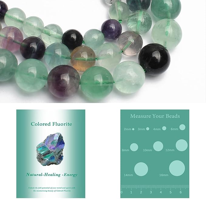 Song Xi 90pcs 4mm Natural Colored Fluorite Stone Beads for Jewelry Making, Gemstones Beads Bracelet for Necklace Earring Keychain, with Jewelry Box and Elastic for Christmas Wedding Birthday Gift