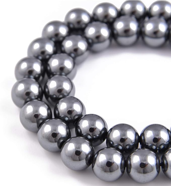 45pcs 8mm Natural Black Hematite Gemstone Round Spacer Loose Stone Beads for Jewelry Making 15.5" 1 Strand (Black Hematite, 8mm 45Beads)