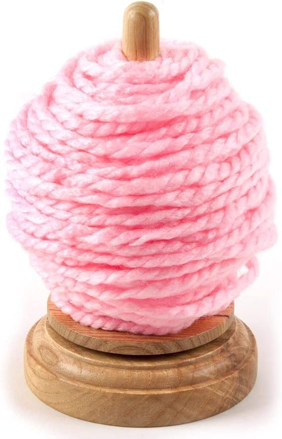 Iblay Wood Arts Wood Yarn Holder with Twirling Mechanism Classic Hand-Operated Winding and Dispensing Accessories, Presents for Craft Lovers7 Inch