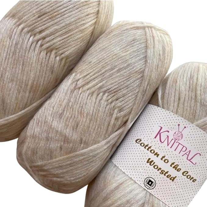 Cotton to The Core Worsted Weight Yarn for Crocheting, 3-Pack (654Yds / 300G), Free Patterns, Beginners Friendly - Soft Cotton Yarn for Knitting - #4 Medium Worsted Weight - Pearl White