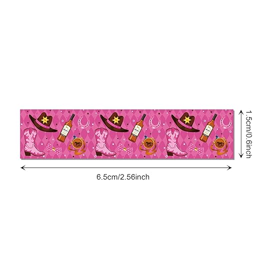 Cowgirl Western Washi Tape Set, 12 Rolls, Wild West Theme Decorative Masking Tape for Scrapbook, Party Supplies