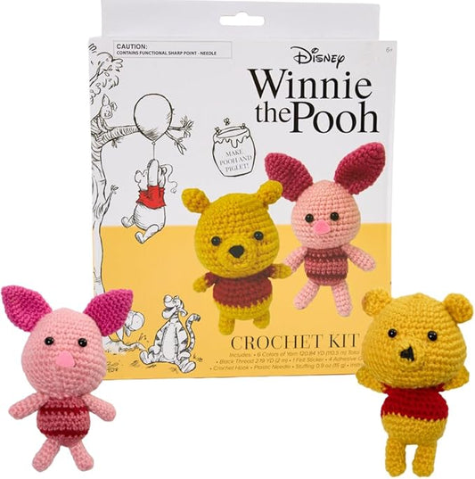 Innovative Designs Disney Winnie The Pooh Crochet Kit for Beginners, DIY Crochet Kits for Adults, Teens, Kids, Instruction Manual – Pooh and Piglet