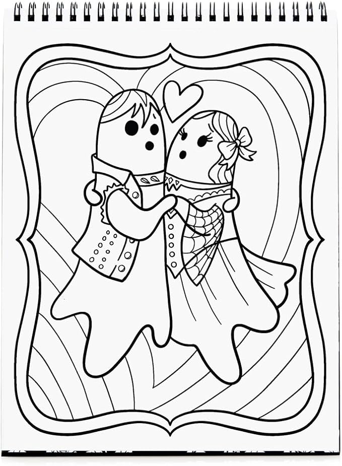 Conquest Journals Waiting for The Night Gothic Love Coloring Book, Goth Valentine's Day-Inspired Designs to Color, 30 Perforated Pages, Top-Spiral, Durable Bookboard-Wrapped Back Cover, 8'' x 10.5''