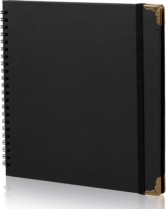 Joyberg Scrapbook 80 Pages, Scrapbooking Supplies 8 x 8 In, Scrapbook Album Suitable for Album Memory Book Wedding, Anniversary Family, DIY Craft Projects (Black)