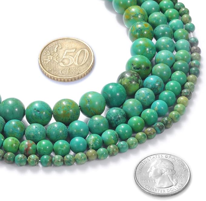 10mm Natural Turquoise Gemstone Round Loose Beads Crystal Stone Bracelet Necklace Accessories Crafts for Jewelry Making DIY,1 Strand 15"