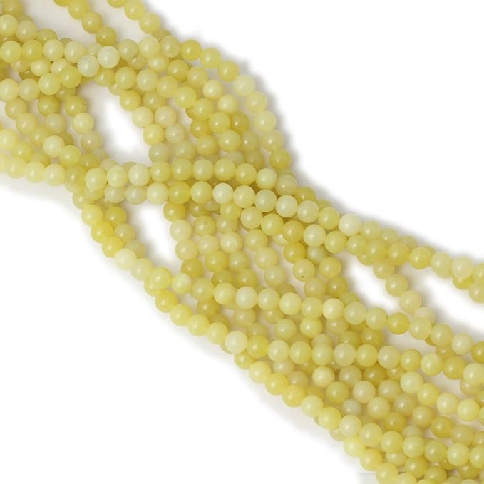 cheavian 60pcs 6mm natural yellow lemon jade gemstone round loose beads for jewelry making diy findings 1 strand 15"