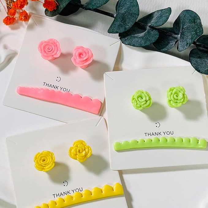 Xaekicr 3pcs Rose Petal Clay Cutters Set – Polymer Clay Cutters for Flower Earrings, Clay Molds for Jewelry Making, Clay Tools for DIY Art Projects