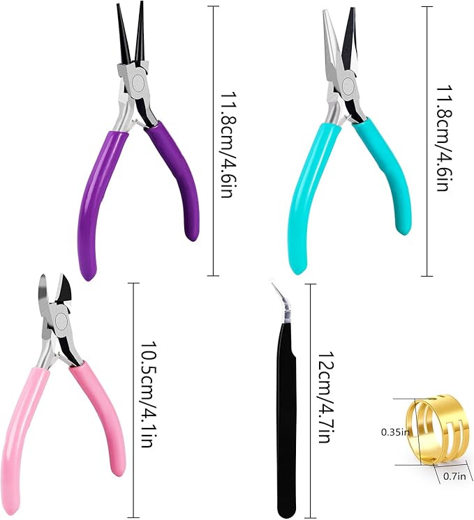 3Pcs Jewelry Pliers Set Jewelry Making Pliers Tools Kit Include Jewelry Making Needle Nose Chain Nose Round Pliers Wire Cutter for Bracelet Beading DIY Craft Jewelry Making Supplies
