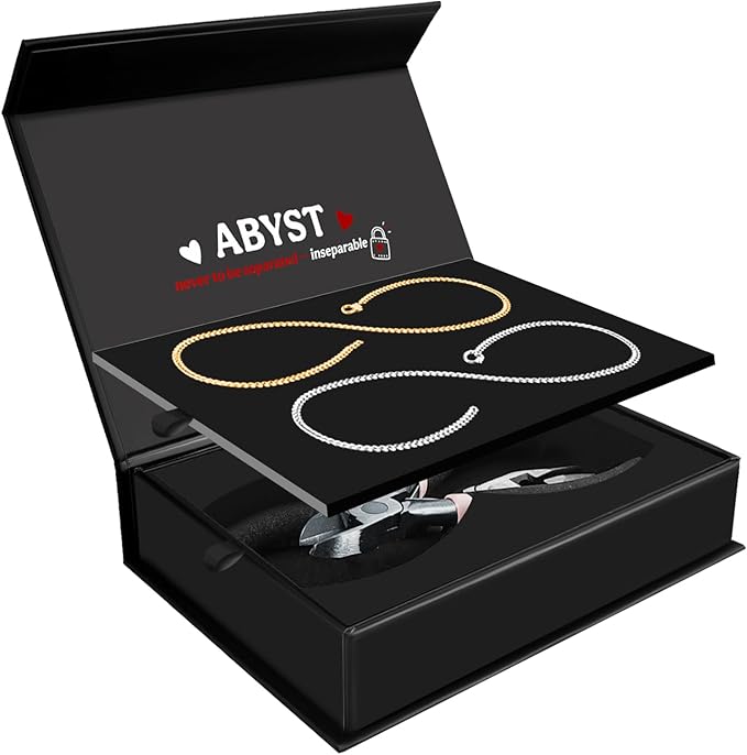 ABYST Permanent Bracelet Kit for Couples - DIY Sterling Forever Bracelets Making Set with Silver & Gold Plated Chains - Romantic Infinity Jewelry for Anniversary (Gold & Silver)