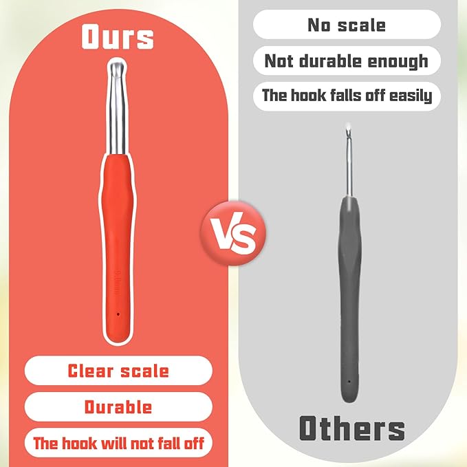 Crochet Hook, 9.0 mm Ergonomic Crochet Hook, Crochet Needles for Arthritic Hands, Knitting Needles with Soft Handle Beginners and Experienced Hobbyists (9.0 mm)