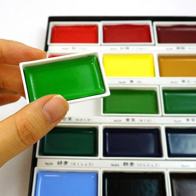 Kuretake GANSAI TAMBI Watercolor Paint Set, 18 Colors, Professional-quality for artists and crafters, for kids, adult, Made in Japan