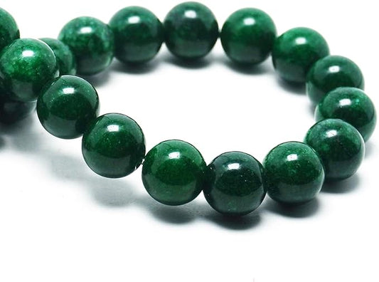Natural African Green Jade Beads - African Green Jade Stone Beads for Bracelets, 8mm Round Loose Beads (44-47 Pcs, 8mm)