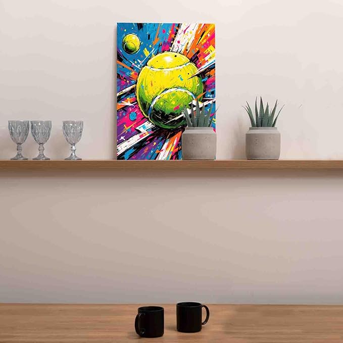 Tennis Ball DIY Paint by Numbers for Adults Vibrant Abstract Sports Paint by Number Kit on Canvas for Beginners Paintwork Home Wall Decoration Living Room Bedroom Gifts 16"x20"(Frameless)