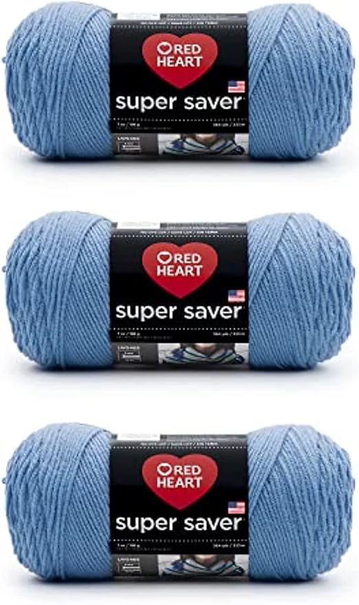 Red Heart Super Saver Light Periwinkle Yarn - 3 Pack of 198g/7oz - Acrylic - 4 Medium (Worsted) - 364 Yards - Knitting/Crochet