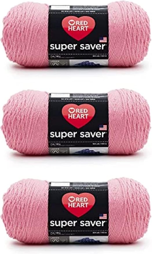 Red Heart Super Saver Perfect Pink Yarn - 3 Pack of 198g/7oz - Acrylic - 4 Medium (Worsted) - 364 Yards - Knitting/Crochet