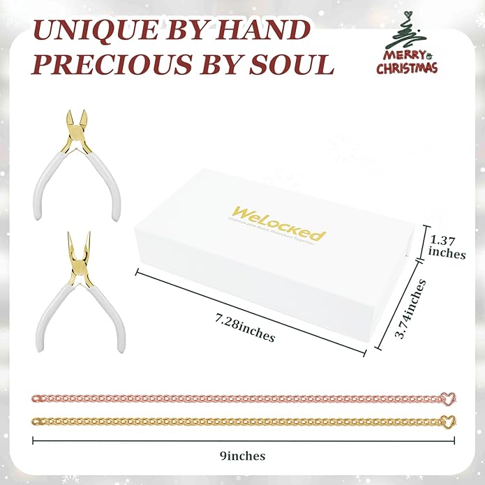 Permanent Bracelet Kit for Couples - DIY Sterling Forever Bracelets Making Set with Locking Heart Clasp, Ideal Gift for Christmas, Anniversary, Valentine's Day & Date Night Activity