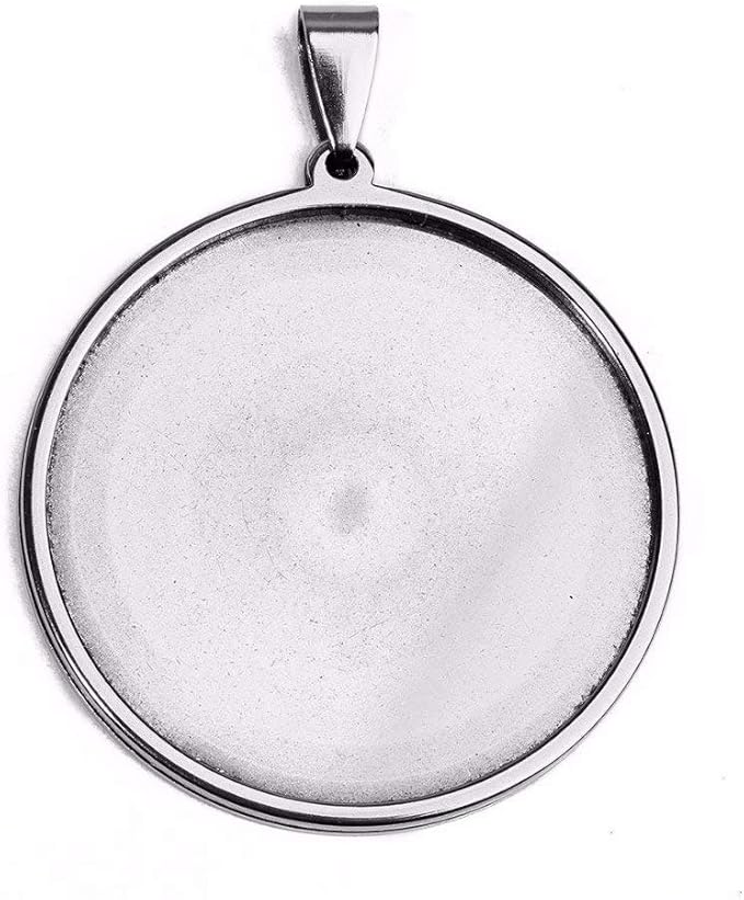 SHUNAE 10pcs stainess Steel cabochon Base Setting 20mm 25mm 30mm Round Cameo Pendant Trays DIY Jewelry Blank Bezel for Necklace Making (30mm)