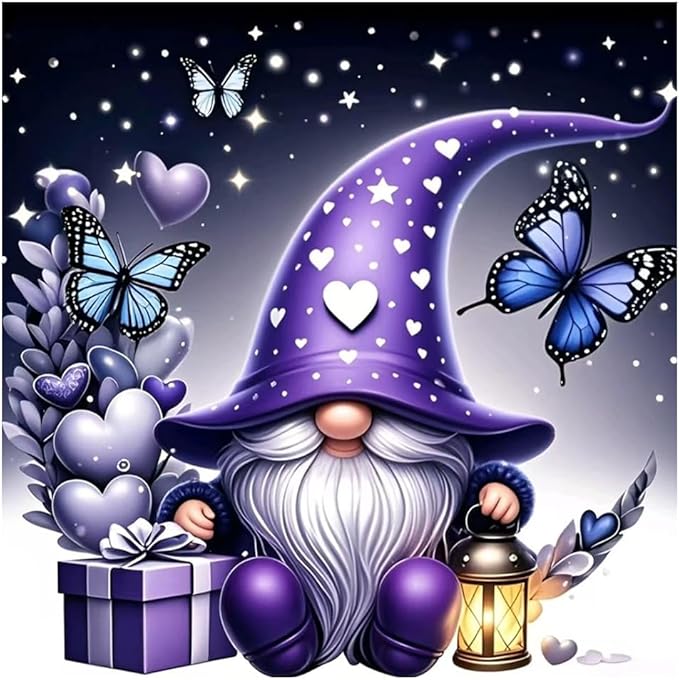 hill froeistung 5D Gnome Diamond Art Painting Kits for Adults,Butterfly Diamond dots, Love DIY Full Drill Diamond Art Painting Set for Home Wall Decor Gifts (12X12 inch)