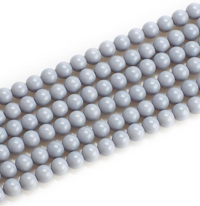 8mm Glass Beads 46PCS Glass Beads for Jewelry Making Charm Round Loose Bead for Bracelet Making Kit (Gray Glass)