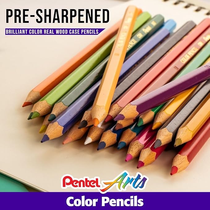 Pentel Arts Colored Pencils, Assorted Colors, Set of 24 (CB8-24)