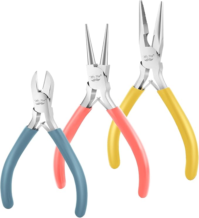 Mr. Pen - Jewelry Making Kit, Pliers 3 Pack (Mini, Chain Nose, Earring)