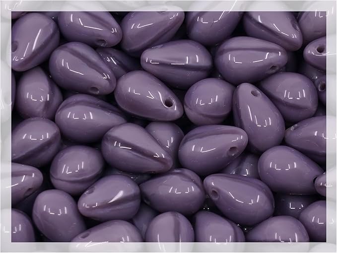 Czech 50-Piece Glass Beads, 6x9mm, Teardrop Silk Dirty Lavender Violet (24010)