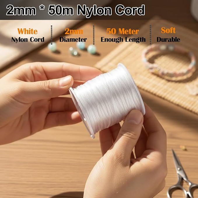 Ewparts Breakaway Clasp with Lanyard String 30 Pairs Safety Break Away Clasps Bead Barrel Connectors with 50m White Nylon String 2mm Nylon Cord for Bracelets,Necklace,Jewellry Making Craft String Kit