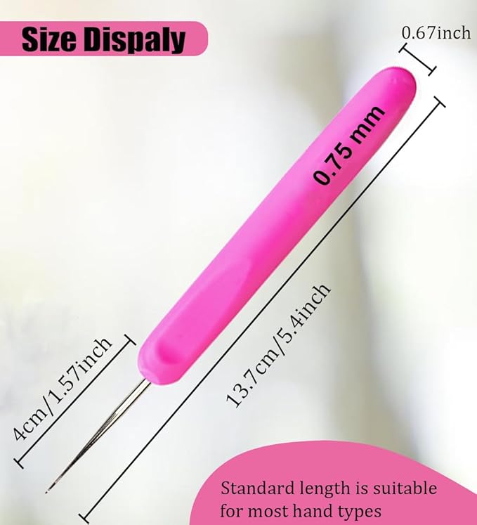 Weabetfu Dreadlocks Crochet Hooks with Ergonomic Handle,Dreadlock Needle Tool for Craft,Dreadlock Crochet Hook for Hair 0.75mm 1 Hook