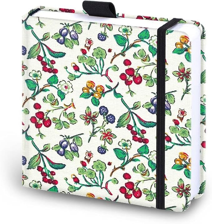 Mifuner Square 5.1x 5.1 165gsm Colored Pencil Paint Journal Hardbound 128pgs (64Sheets Front Back Cold Pressed) Travel for Colored Pencil Sketch Handmade Cloth Cover Notebook. Green Fruit