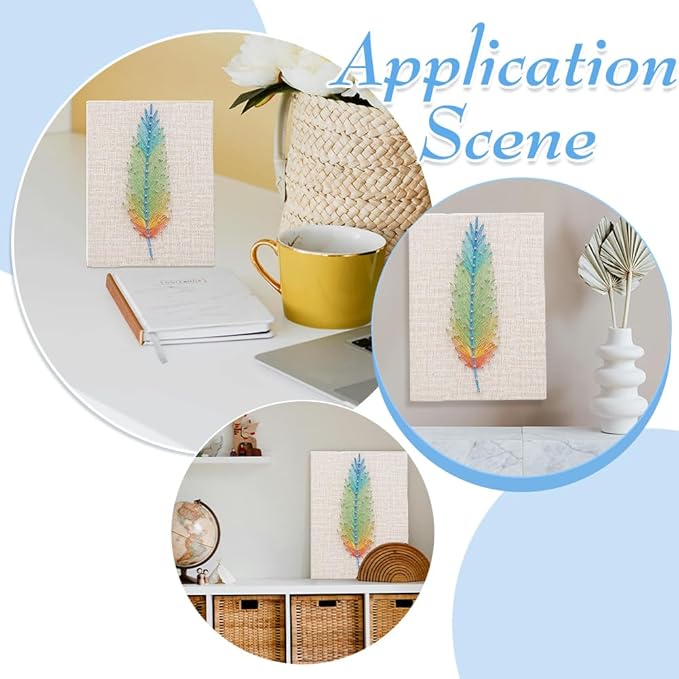 WEBEEDYDIY String Art Kit for Adults Beginners, DIY Feather Nail String Craft Kit, Include All Necessary Accessories and Frame, Creative Craft Kits Home Wall Decorations Unique Gift