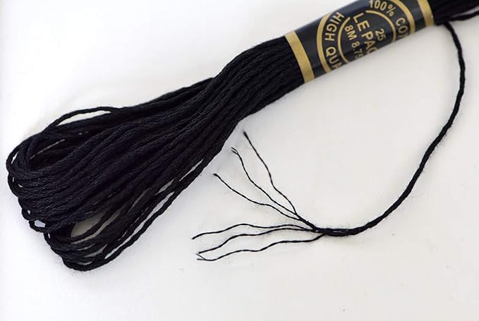 Premium Embroidery Floss - Cross Stitch Threads - Friendship Bracelets Floss - Crafts Floss-Black and White - Hand Embroidery Thread 24 Skeins Per Pack