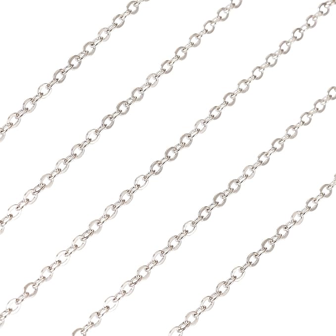 Sparkeads 32.8 Feet 10M Platinum Chains Iron Flat Oval Cable Chains Metal Link Chains Soldered with Spool Bulk for Jewelry Craft Necklace Lanyard Bracelet DIY Women Earring Valentine