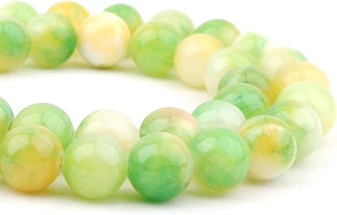 Persian Jade Stone Beads for Jewelry Making - 6mm Gemstone Round Beads for Bracelets(59-62pcs, Green Yellow Persian Jade)