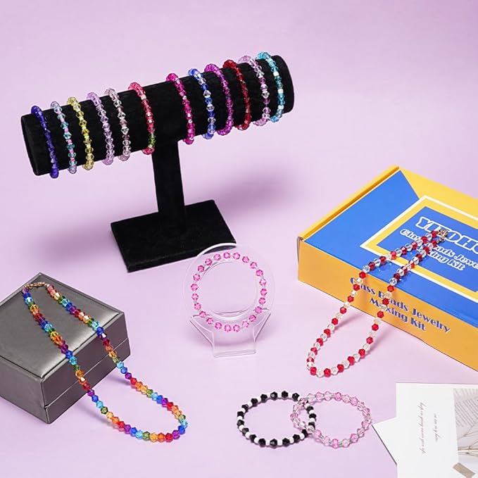 YITOHOP Bicone Glass Beads,1500pcs 48 Colors 6mm Sparkly Crystal Beads, Faceted Bracelet Beads Loose Craft Bead for Friendship Bracelet Necklace Earring Jewelry Making