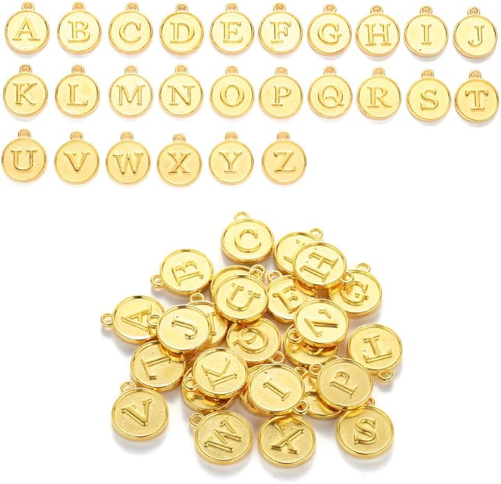 208Pcs/8 Sets Silver Letter Charms A-Z Alphabet Metal Initial Charms kit for Jewelry Making DIY Bracelets Necklaces and keychain making