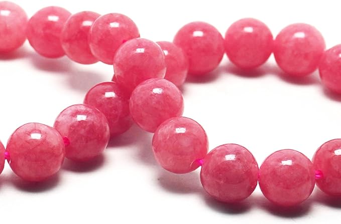 Natural Stone Beads Gemstone Beads for Jewelry Making - Crystal Beads for Bracelets, 8mm Beads Round Loose Beads(44-47pcs, 8mm, Pink Jade)