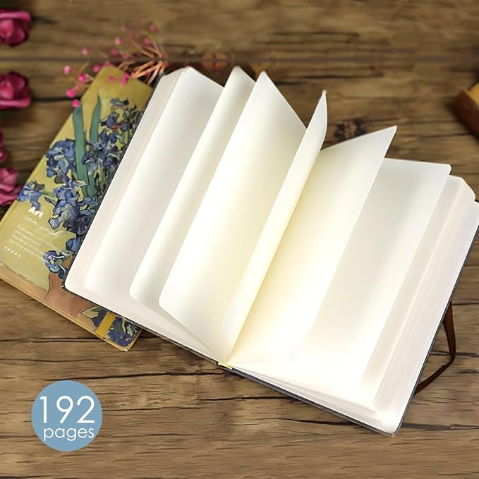 Blank Journal Notebook, Art Journal, Sketch book, 130gsm, Thick Paper Sketchbook, A5, Hardcover Drawing Notebook, Blank Page, Lay Flat, Unlined, Van Gogh Irises, Sketch Books for Adults
