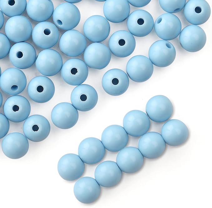 bonny boxx 1000pcs 6mm smooth aquamarine acrylic round beads, plastic resin bubblegum balls chunky gumball beads for necklace and bracelet making, crafting supplies