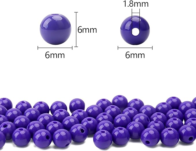 bonny boxx 1000pcs 6mm smooth deep purple acrylic round beads, plastic resin bubblegum balls chunky gumball beads for necklace and bracelet making, crafting supplies