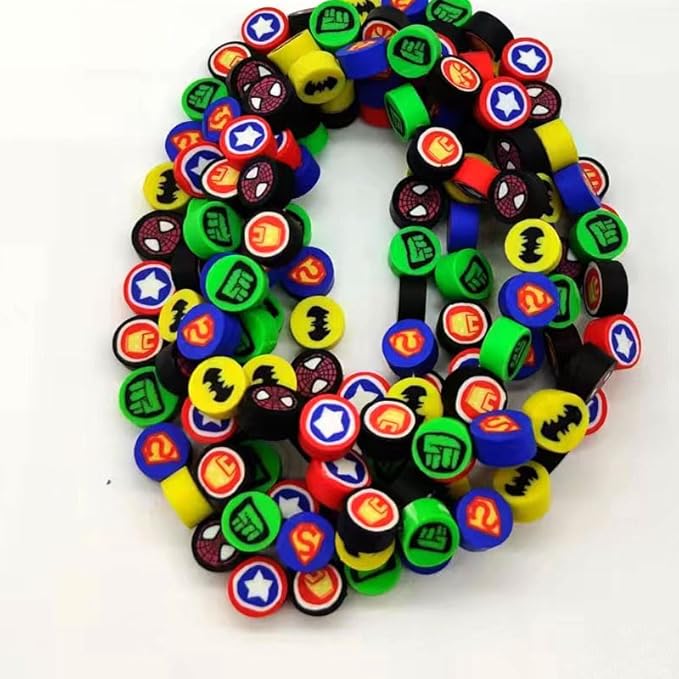 300pcs Polymer Clay Superhero Beads Color Mixed Cute Kawaii Charm Beads for Jewelry Crafts Gift DIY Kit Supply