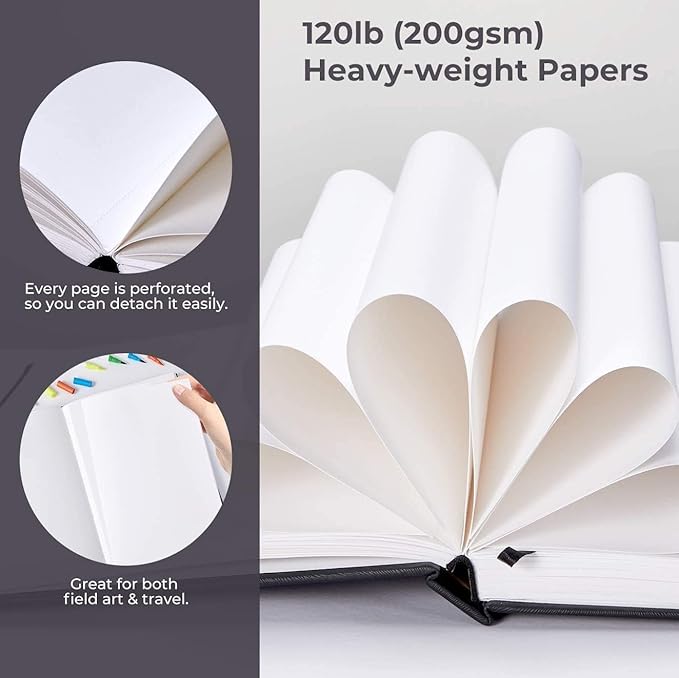 Ohuhu Sketchbook Marker Paper Pad: 2 Pack 8.3"x8.3"&8.3"x11.7" Art Sketch Book Drawing Papers Each Size Holds 78 Sheets/156 Pages 120 lb/200 gsm Hardcover Sketching Books Christmas Gift