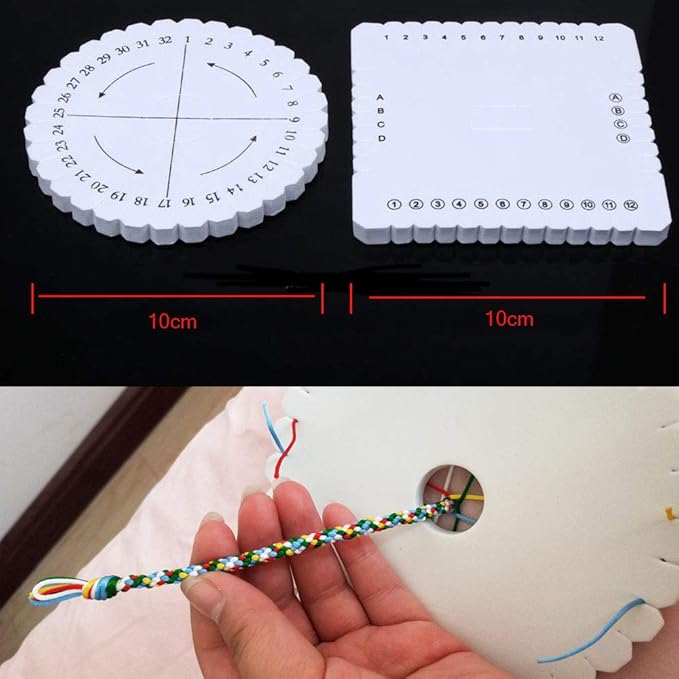 Comidox 4Pcs Kumihimo Disk Braiding Wheel Lightweight & Convenient Friendship Bracelet Disc Square & Round Kumihimo Supplies for Beading & Bracelet Weaving Kit DIY