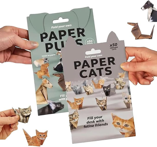 JINJUMEI DIY Origami Cat/Dog Set DIY Origami Cat Kit, 100 Sheets DIY Origami Paper to Fold Cute Cat Figures, Figures Fun Craft Activity for Adults Gift for Cat/Dog Lovers