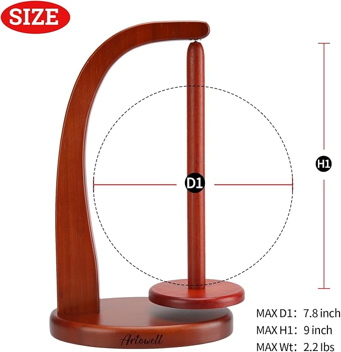 Model Magnetic Pendulum Wooden Yarn Holder for Crocheting, Yarn Storage Organizer, Delightful Surprise Gift for Knitting Lovers by ARTOWELL (Mahogany-Colored, Enlarged Size)